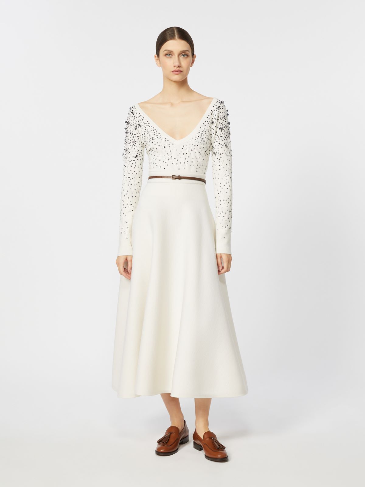 Weiter Rock aus technischer Wolle + CREME - Max Mara