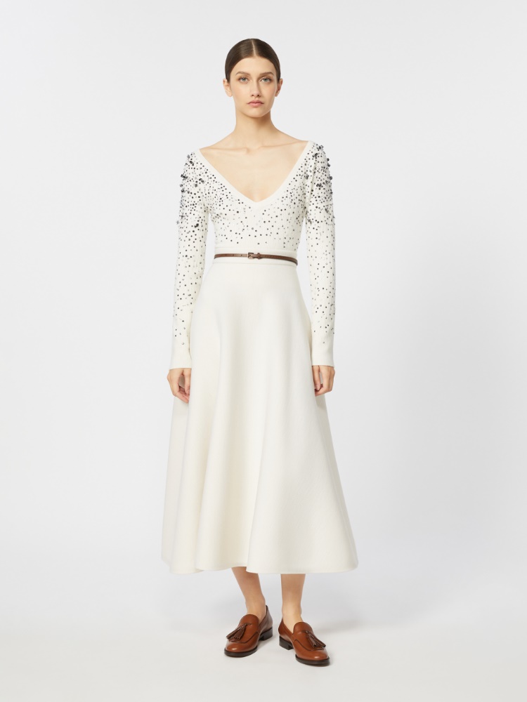 Weiter Rock aus technischer Wolle - CREME - Max Mara