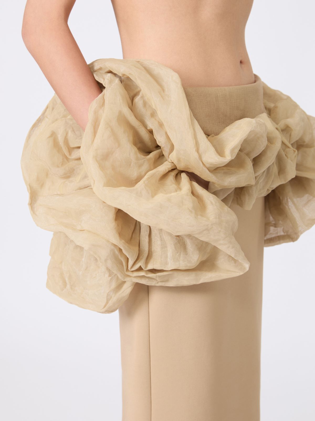 Viscose jersey midi skirt with ruffles - CAMEL - Max Mara - 4