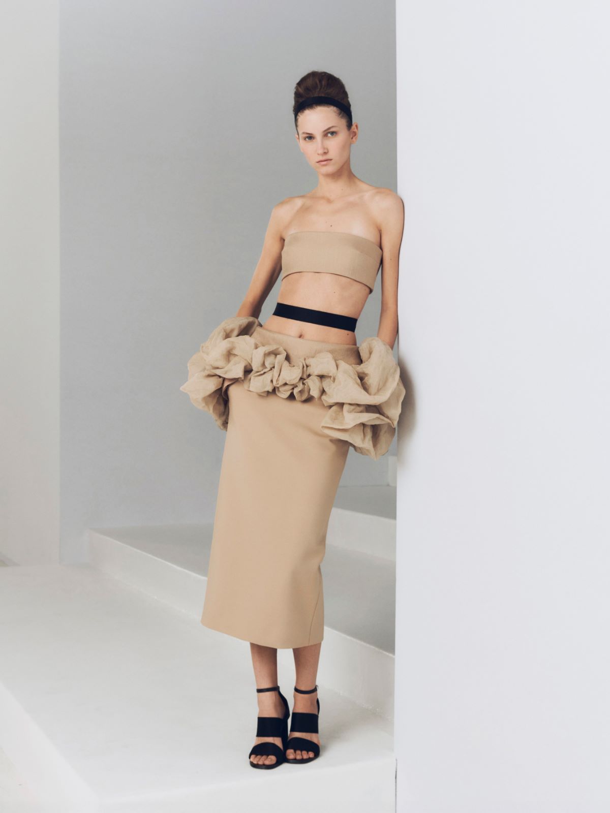 Viscose jersey midi skirt with ruffles + CAMEL - Max Mara