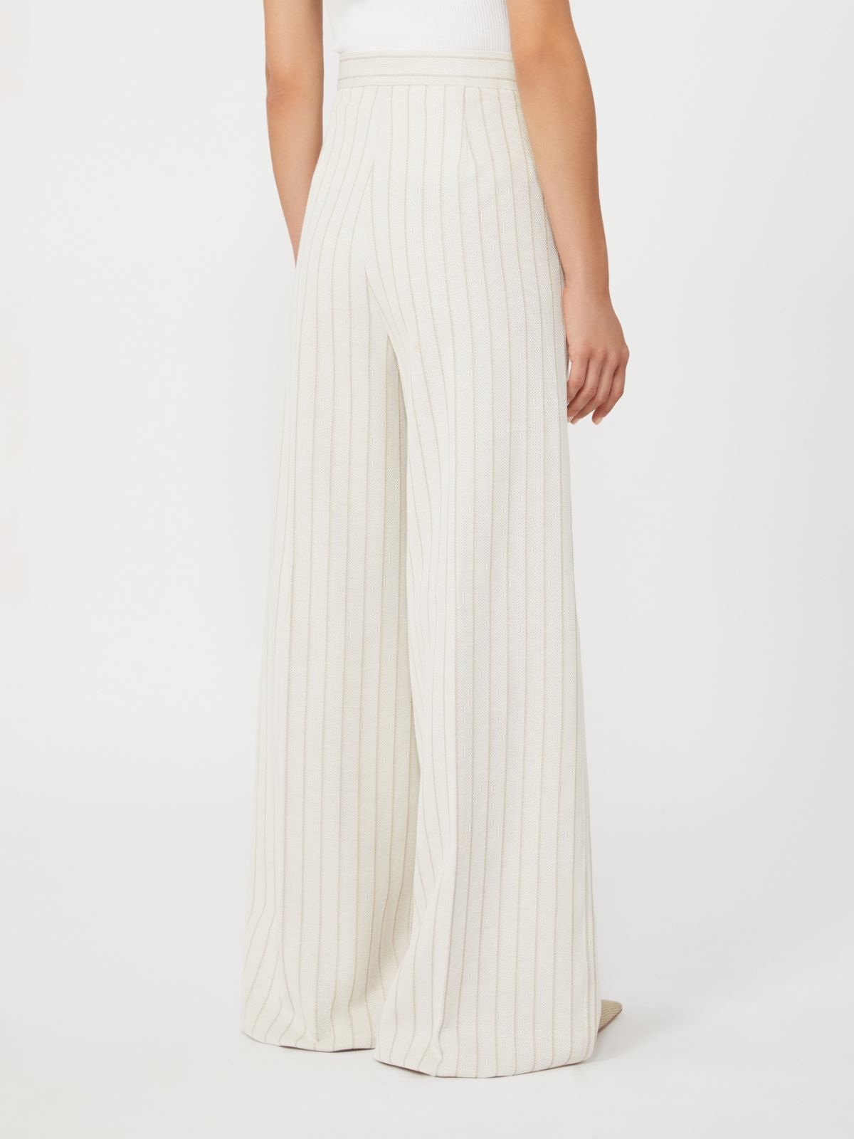 Pantalón ancho de punto piqué de raya diplomática - BLANCO - Max Mara - 9