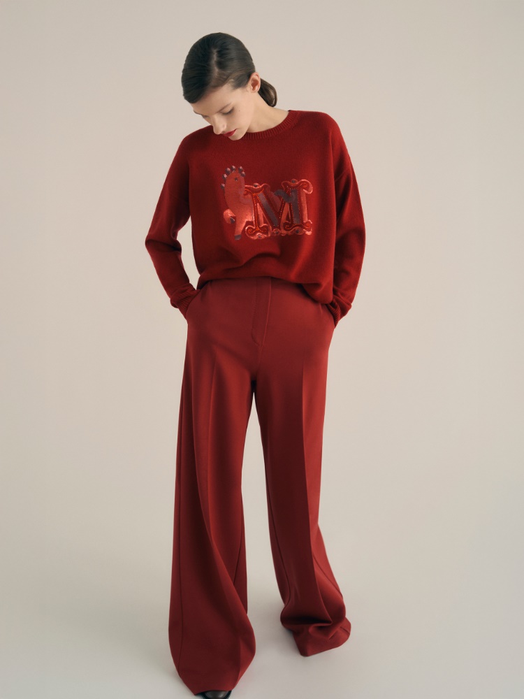 Compact jersey trousers + TERRA COTTA - Max Mara