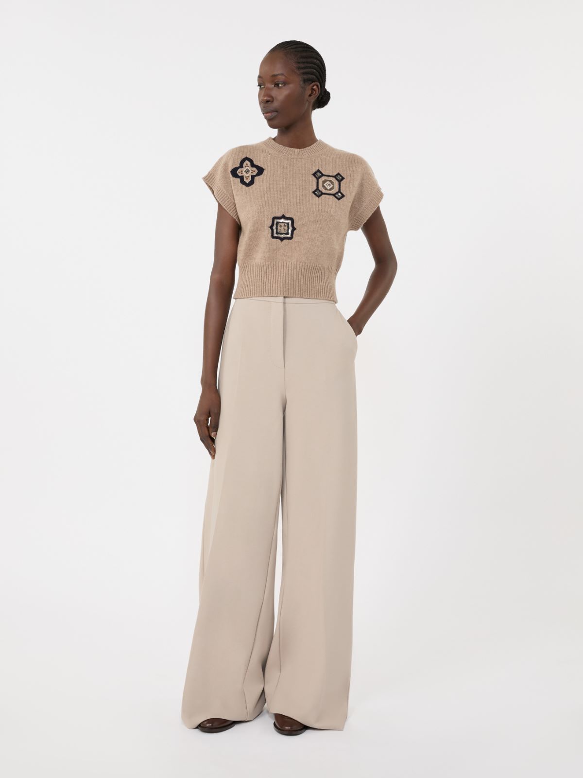Compact jersey trousers - SAND - Max Mara