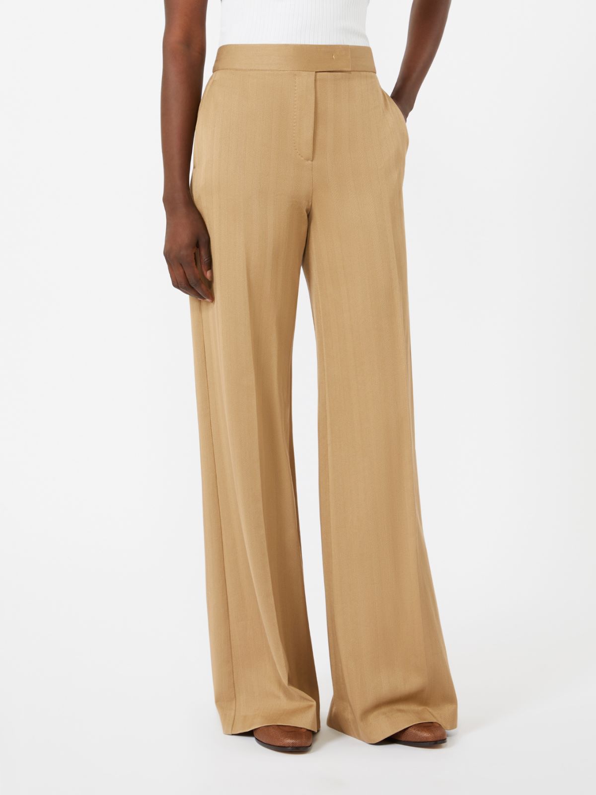 Żakardowe spodnie z dżerseju w prążki - PUSTYNNY - Max Mara - 2