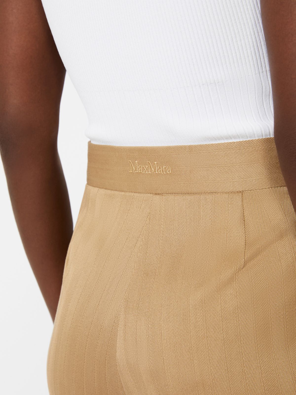 Żakardowe spodnie z dżerseju w prążki - PUSTYNNY - Max Mara - 5