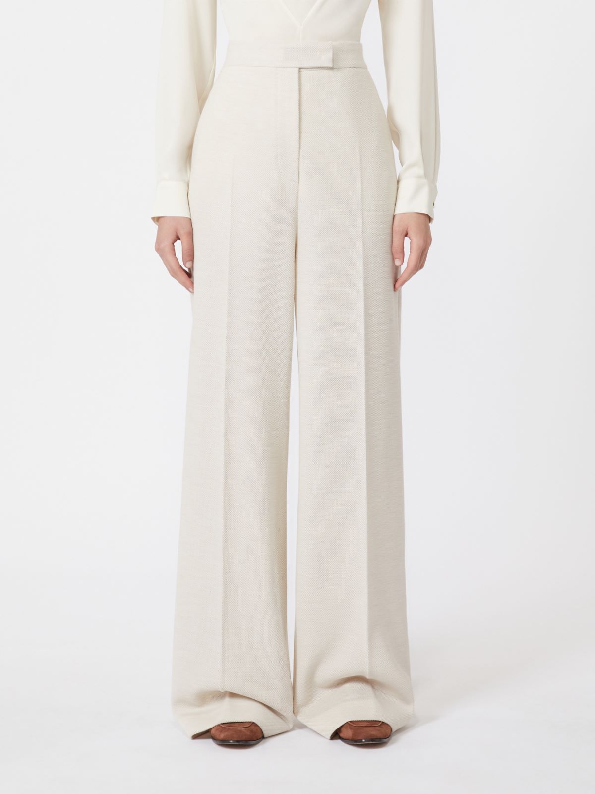 Wool piqué trousers - IVORY - Max Mara - 5