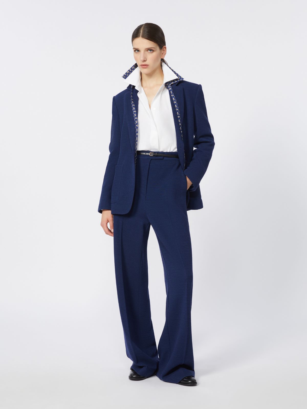 Wool piqué trousers - CHINA BLUE - Max Mara - 5
