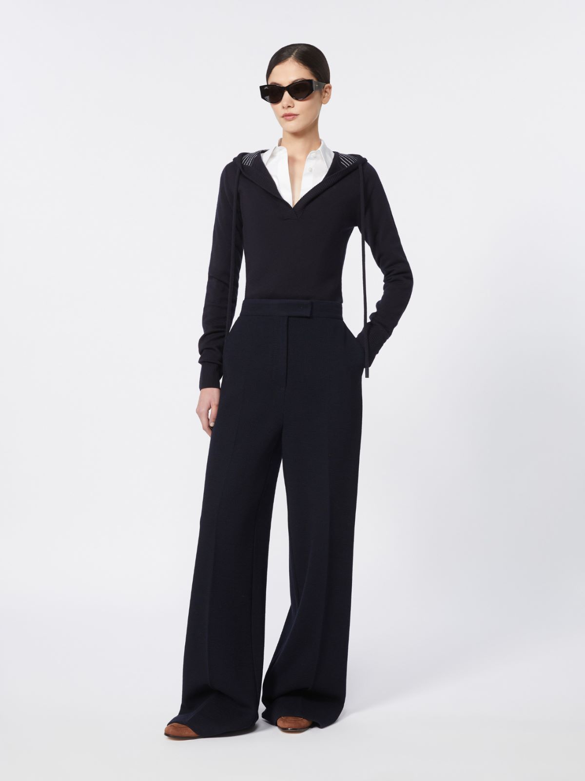 Wool piqué trousers - ULTRAMARINE - Max Mara