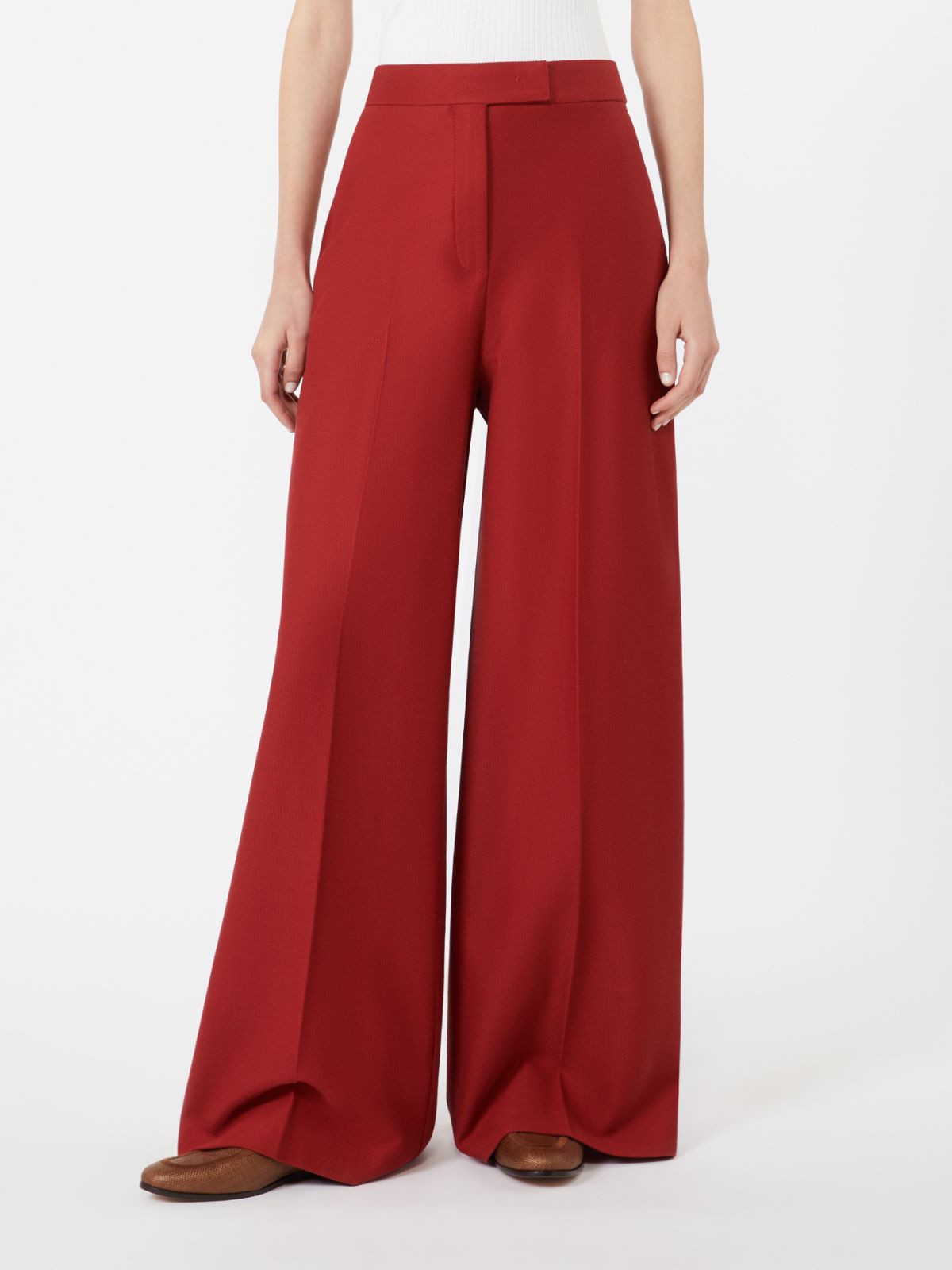 Cotton gabardine jersey trousers - RED - Max Mara - 10