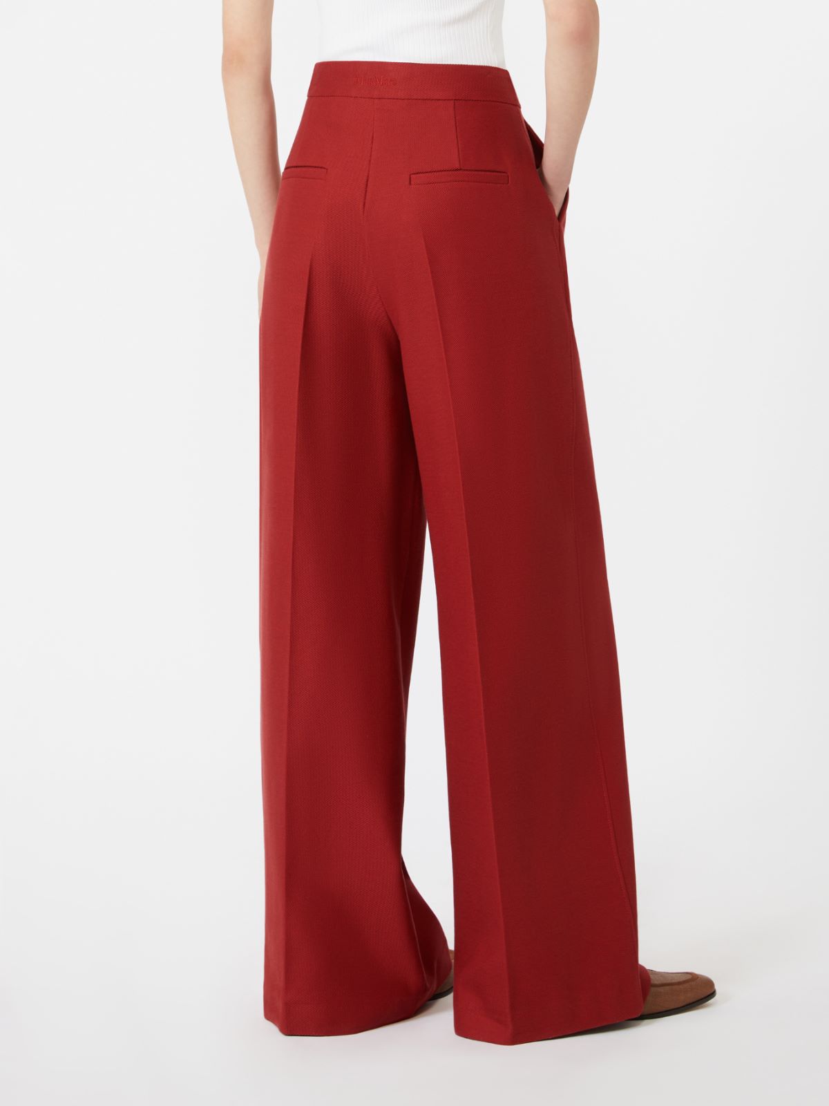 Cotton gabardine jersey trousers - RED - Max Mara - 10