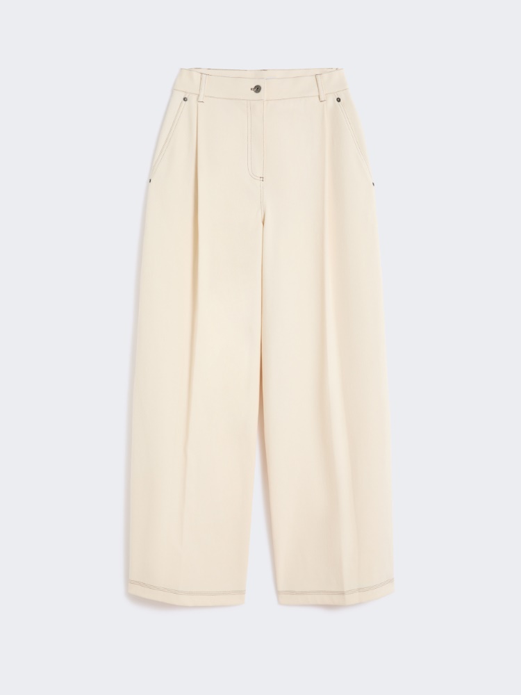 [エテレオ] コットン ジャージー デニムエフェクト パンツ - IVORY - Max Mara