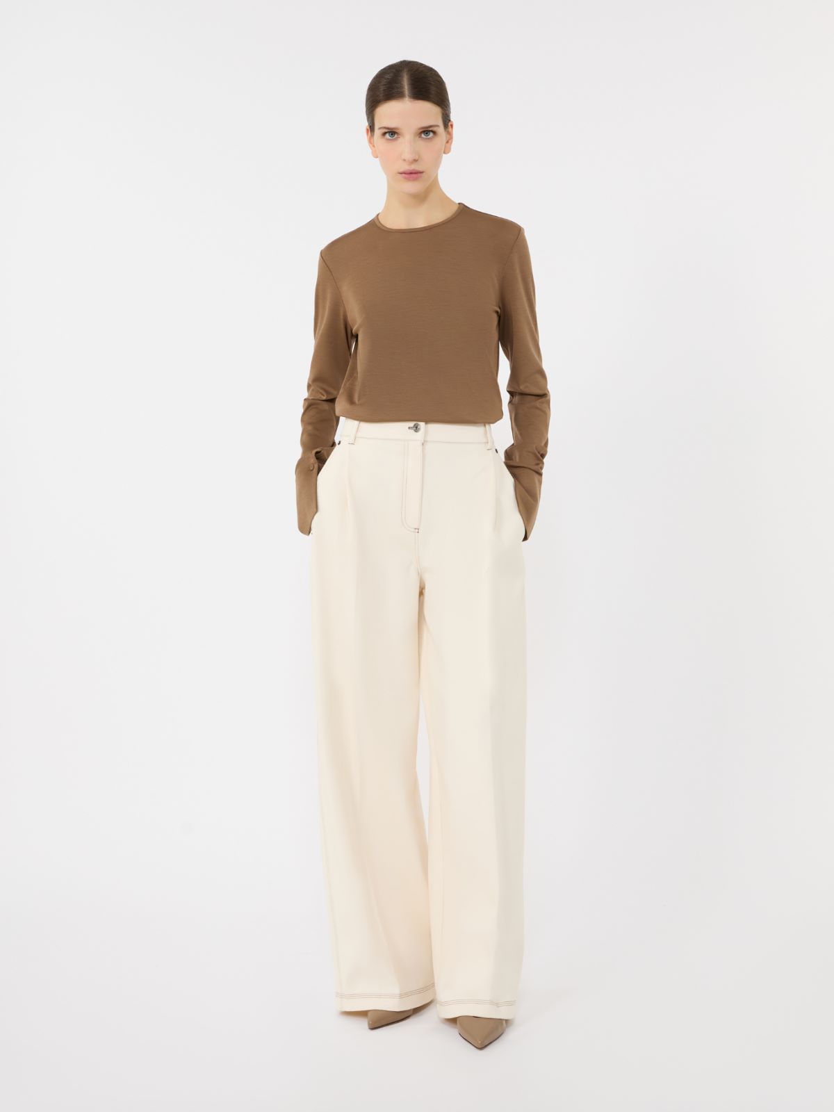 [エテレオ] コットン ジャージー デニムエフェクト パンツ - IVORY - Max Mara - 5