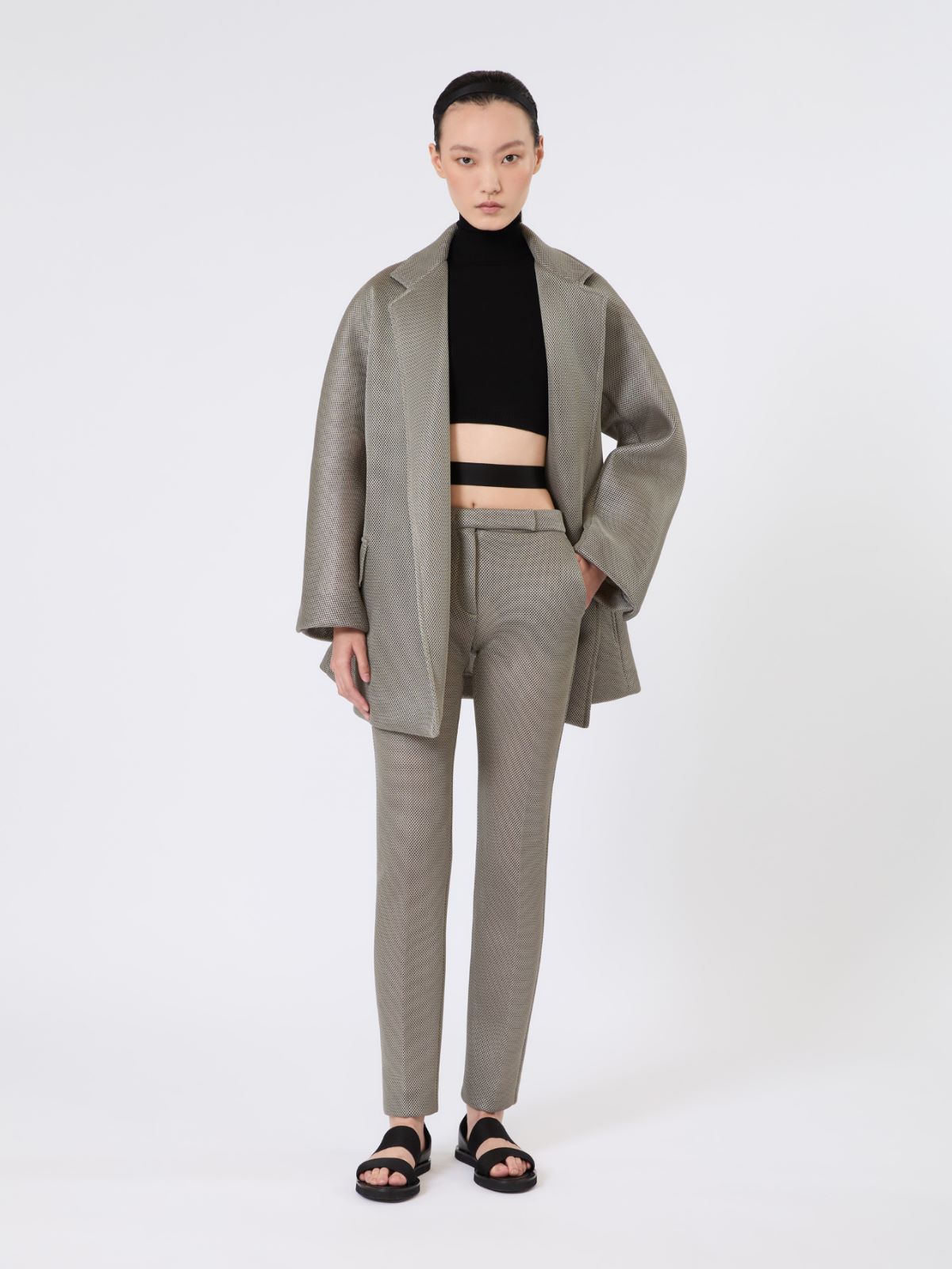 Dopasowane spodnie z siatki dżersejowej + ŚREDNIOSZARY - Max Mara