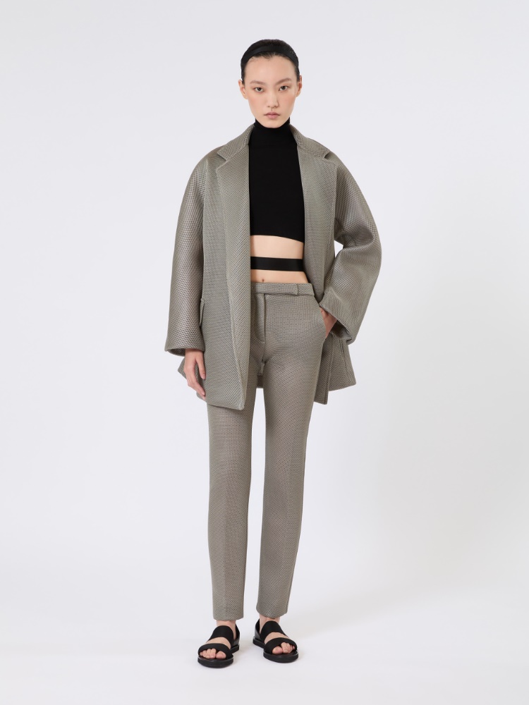 Dopasowane spodnie z siatki dżersejowej - ŚREDNIOSZARY - Max Mara