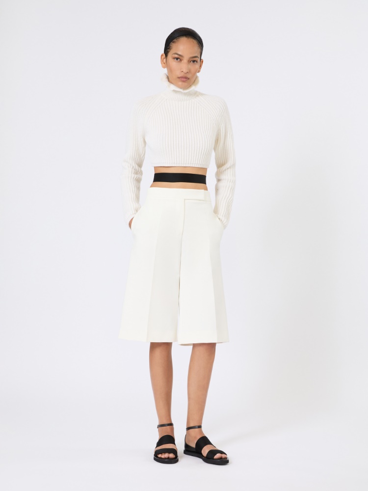 Viscose crêpe jersey Bermuda shorts - WHITE - Max Mara