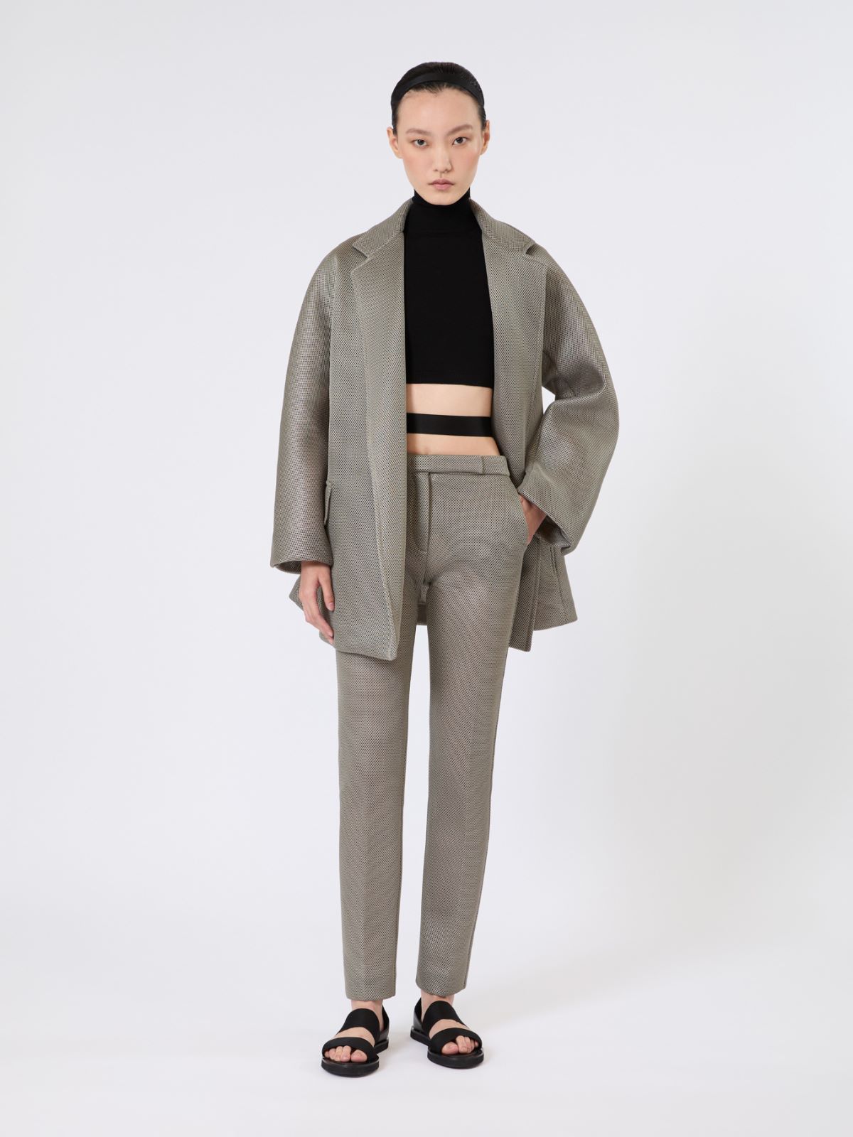 Oversized coat in jersey mesh - MEDIUM GREY - Max Mara - 9