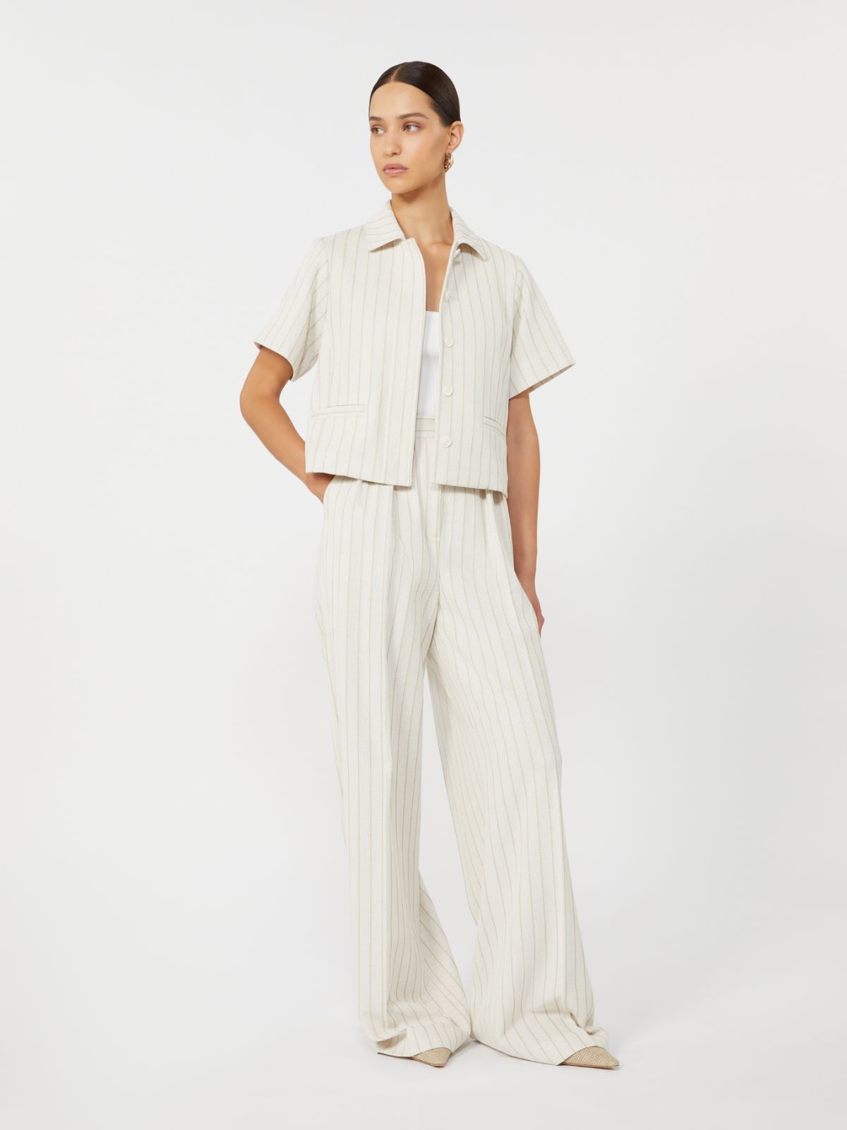 Chaqueta de punto piqué de raya diplomática - BLANCO - Max Mara - 9