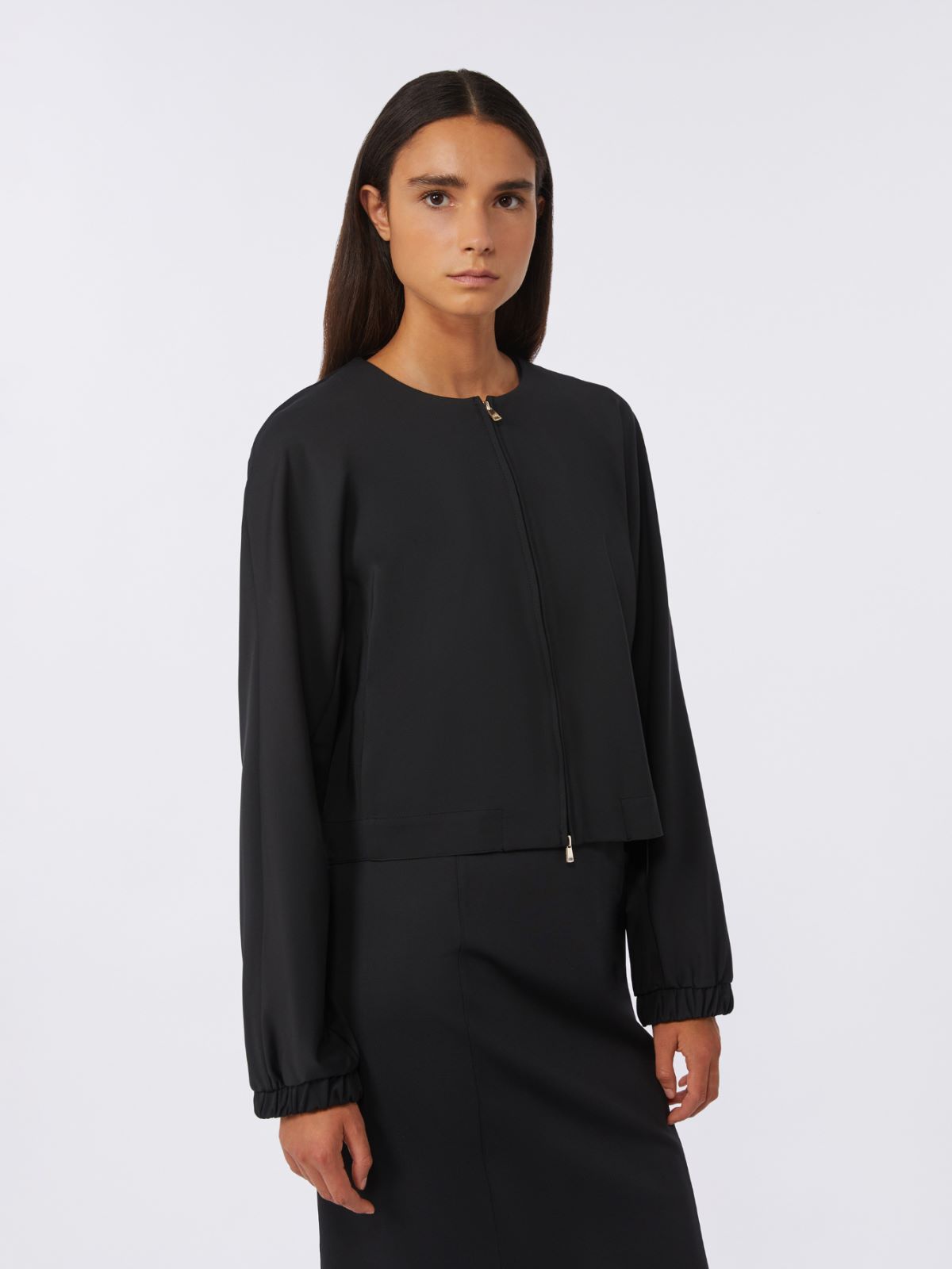 Viscose jersey boxy jacket - BLACK - Max Mara - 8