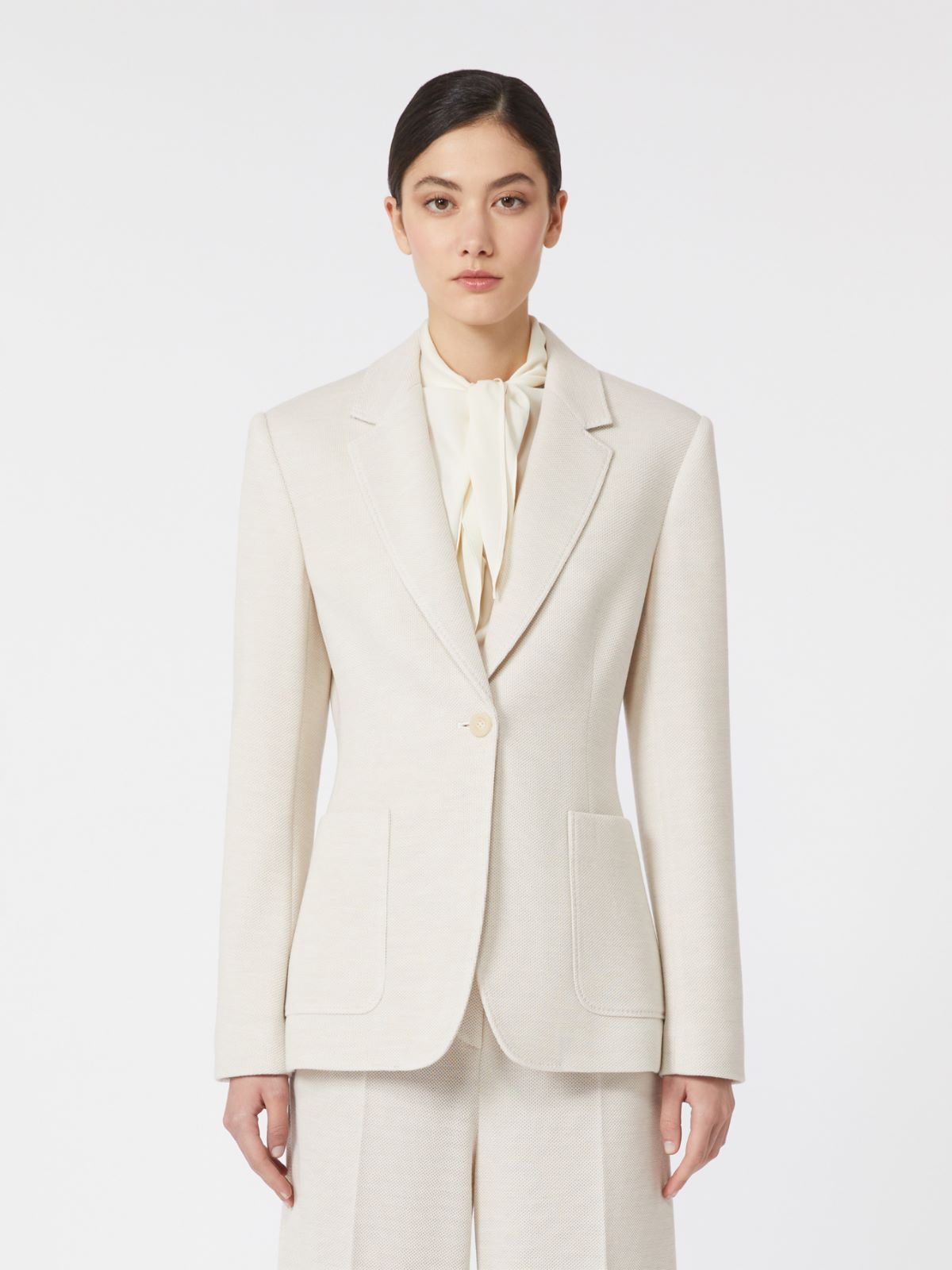 Single-breasted piqué jersey blazer - IVORY - Max Mara - 5