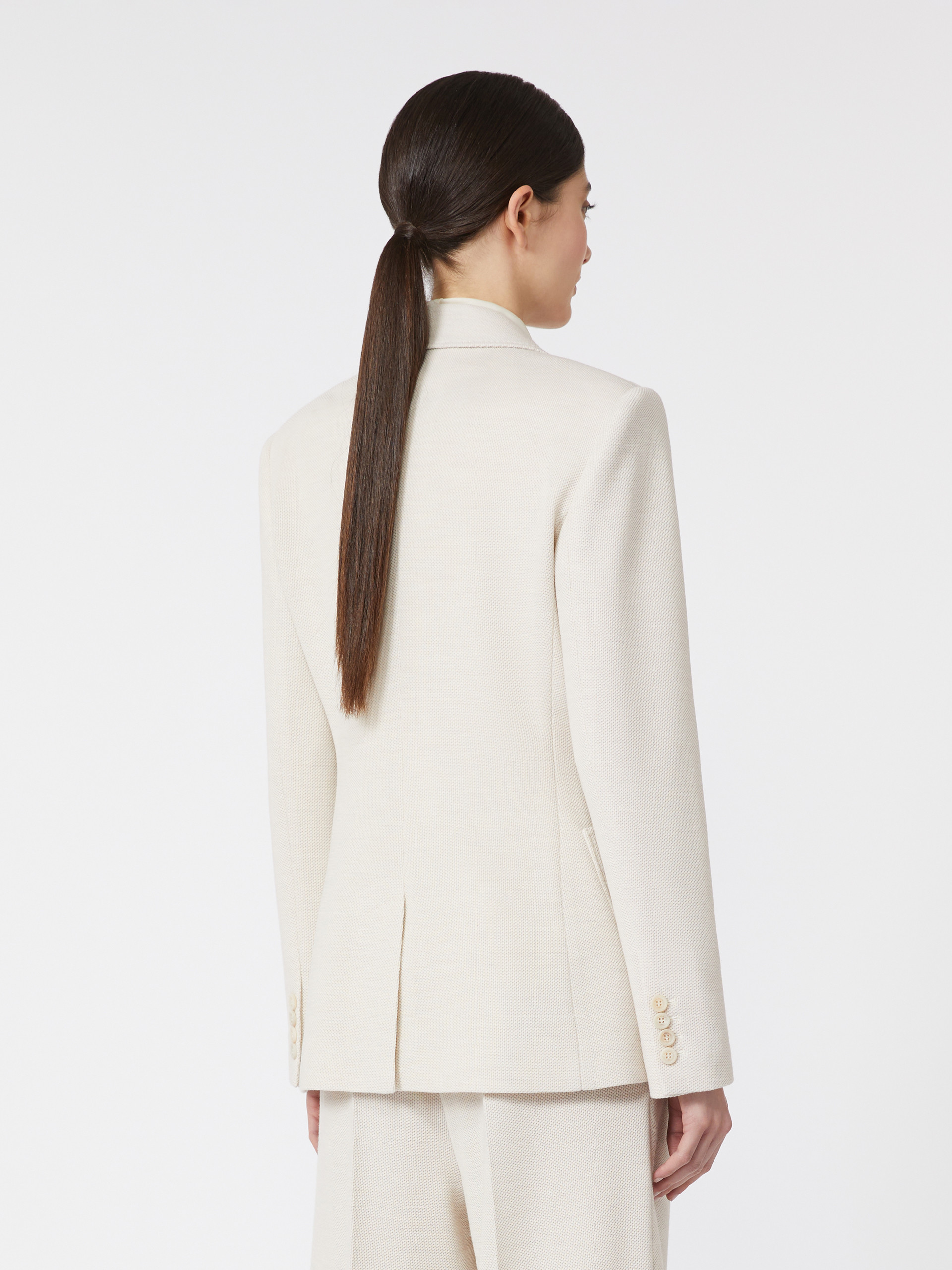 Einreihiger Blazer aus Jersey-Piqué - ELFENBEINFARBEN - Max Mara - 3
