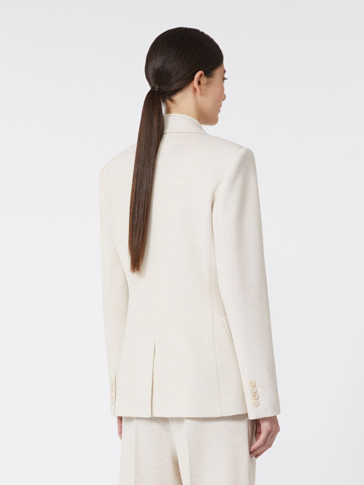 Single-breasted piqué jersey blazer - IVORY - Max Mara - 5