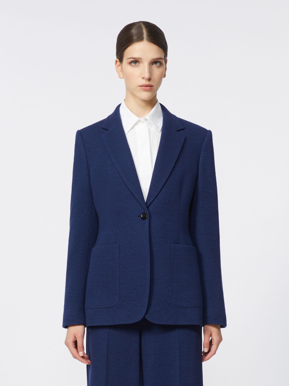 Single-breasted piqué jersey blazer - CHINA BLUE - Max Mara - 5