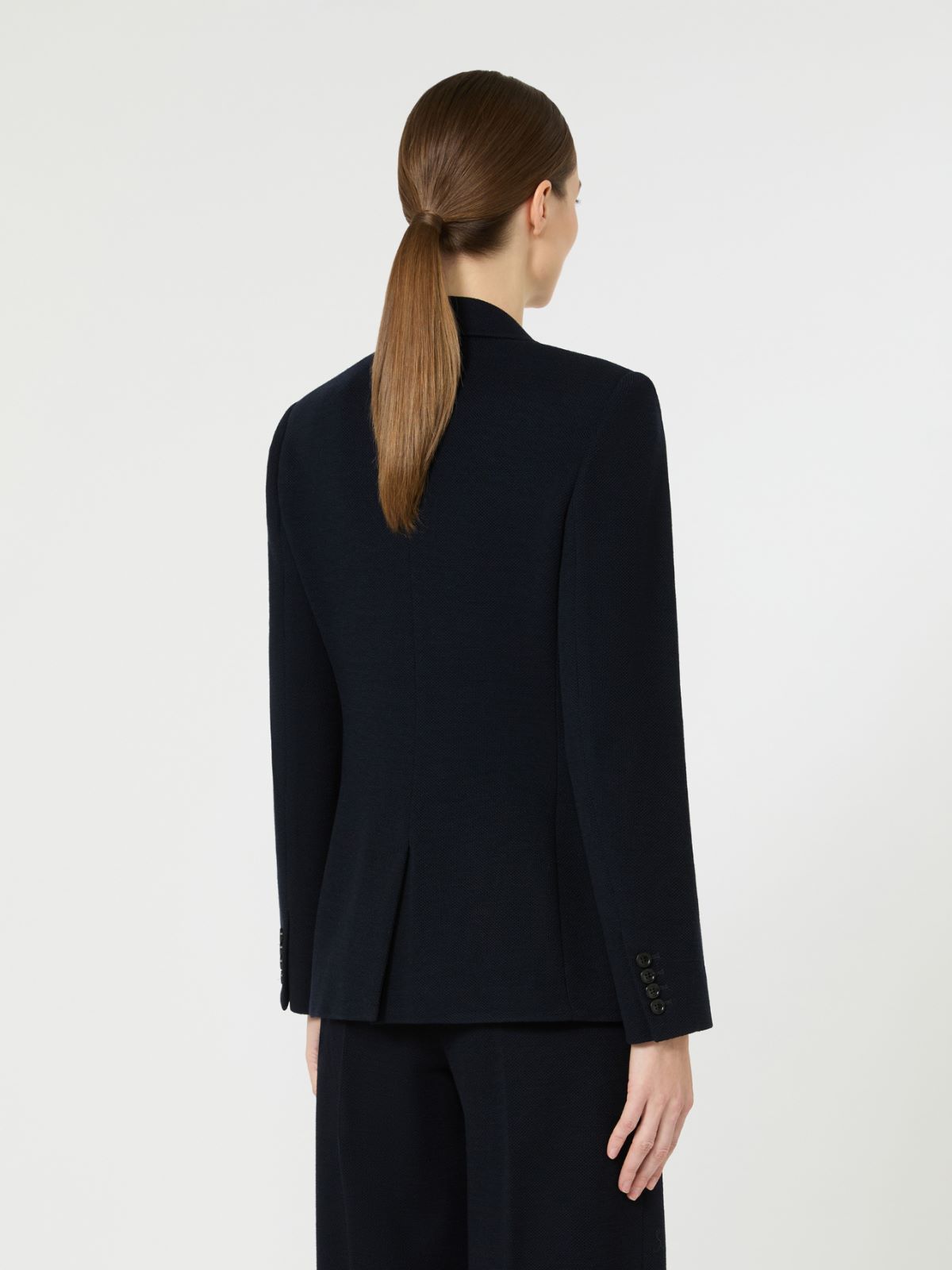 Blazer à simple boutonnage en piqué de jersey - BLEU MARINE - Max Mara - 6