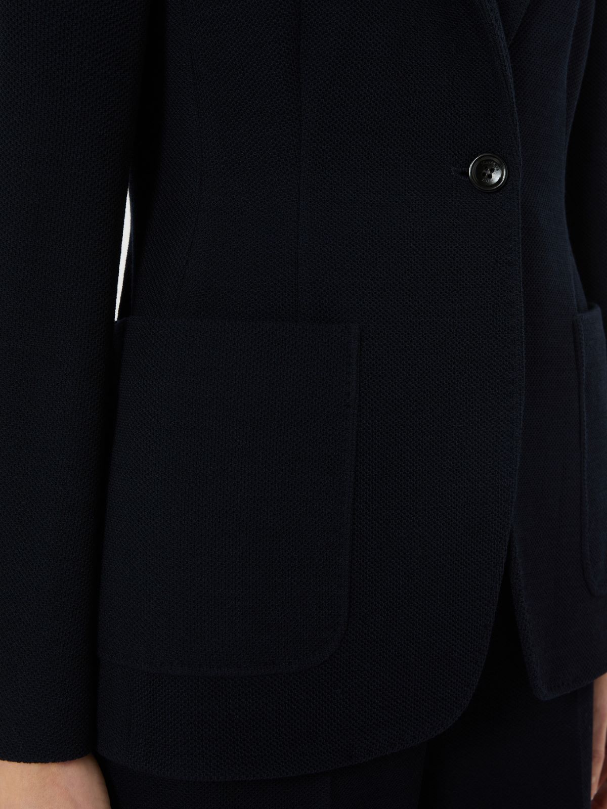 Blazer à simple boutonnage en piqué de jersey - BLEU MARINE - Max Mara - 6