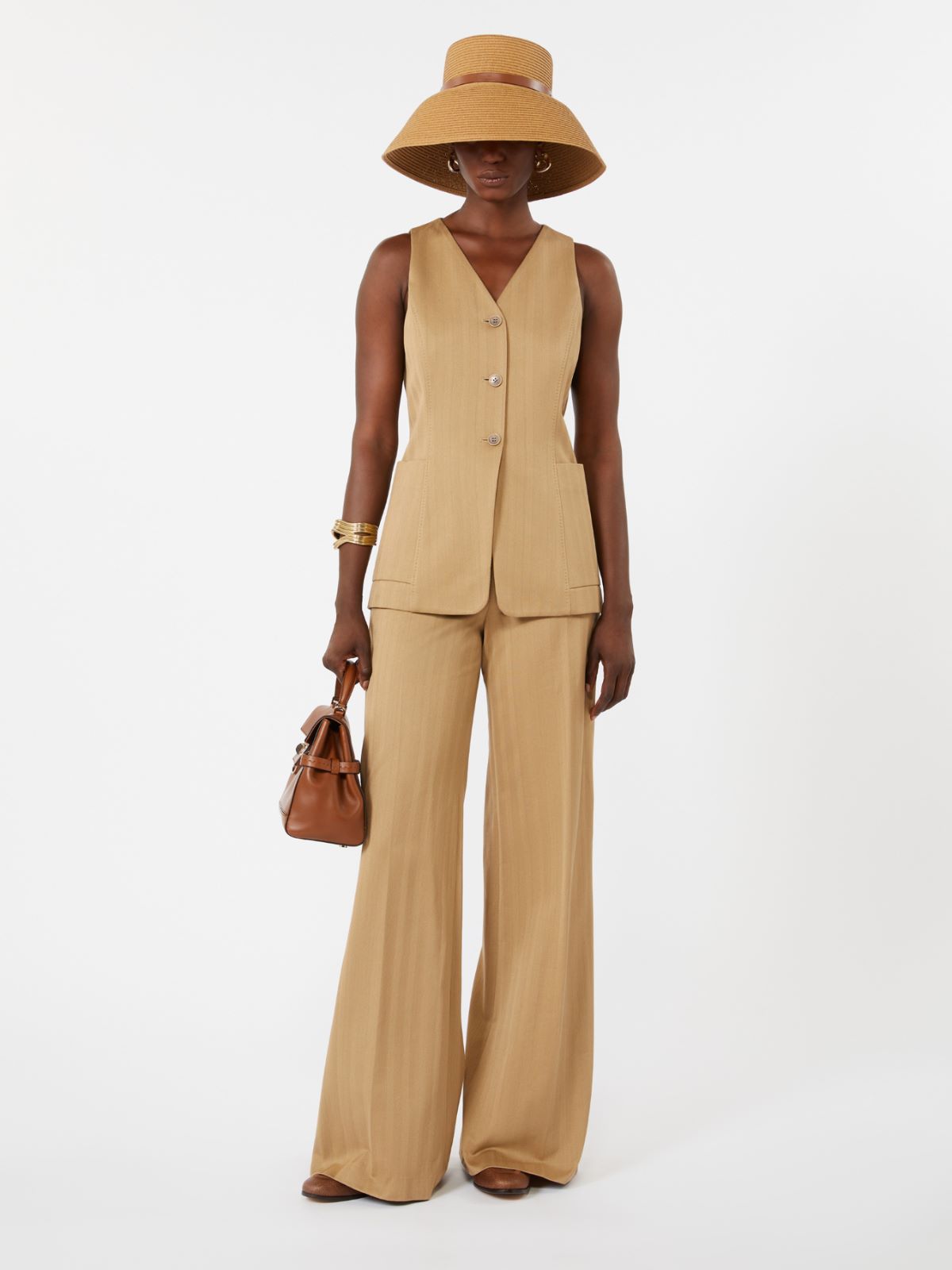 Pinstripe jacquard jersey gilet - DESERT - Max Mara