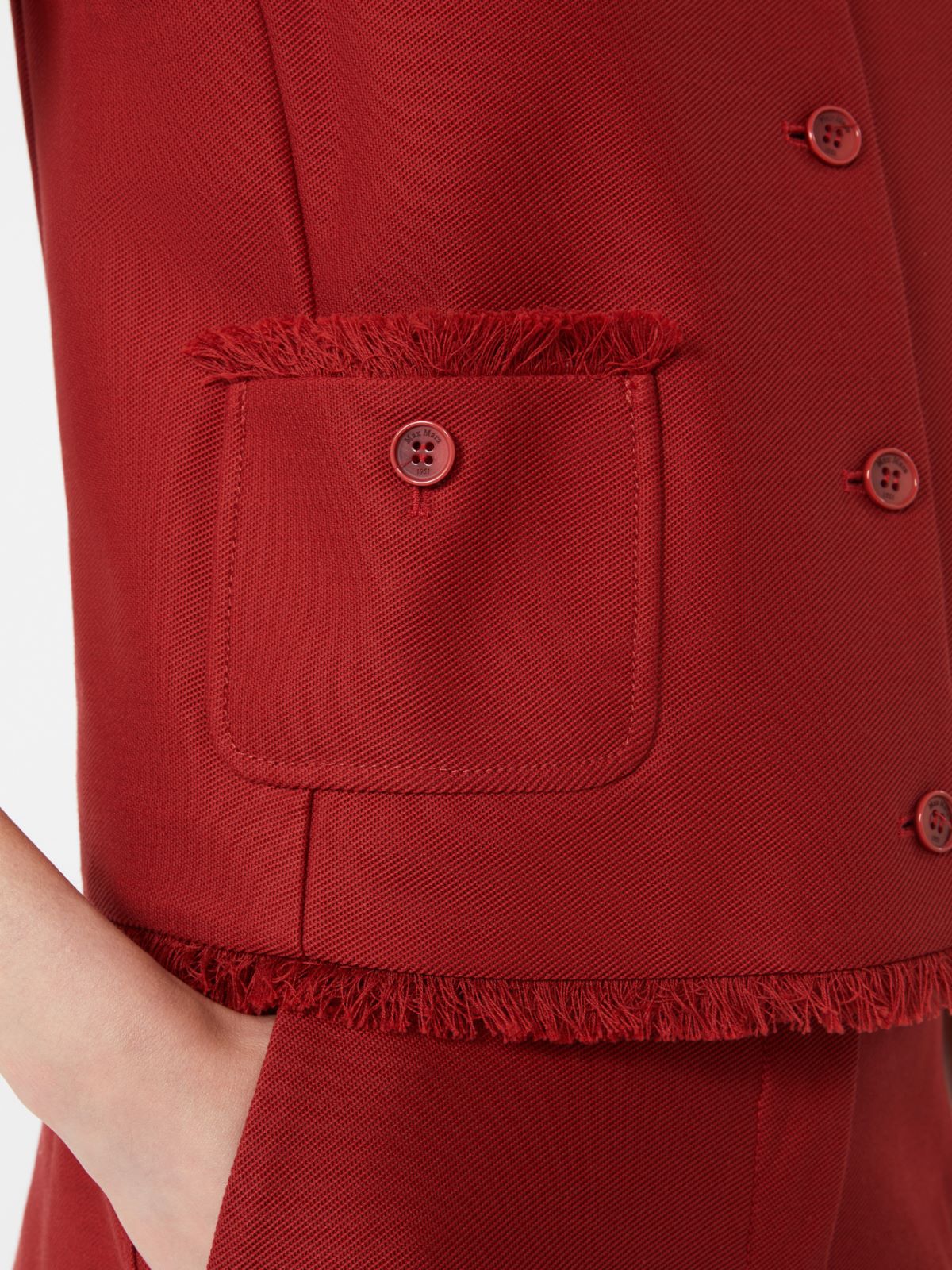 Cotton gabardine jersey gilet - RED - Max Mara - 9