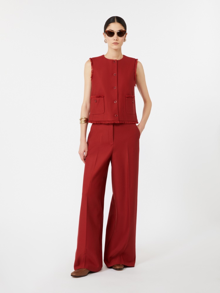 Cotton gabardine jersey gilet - RED - Max Mara