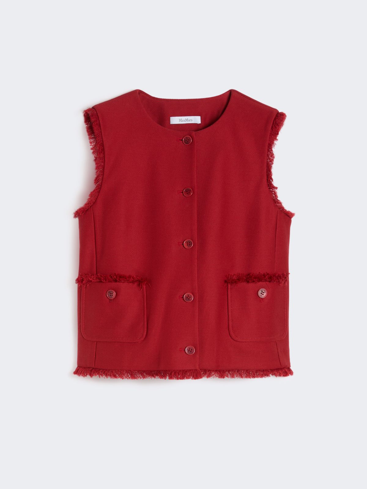 Cotton gabardine jersey gilet - RED - Max Mara - 9