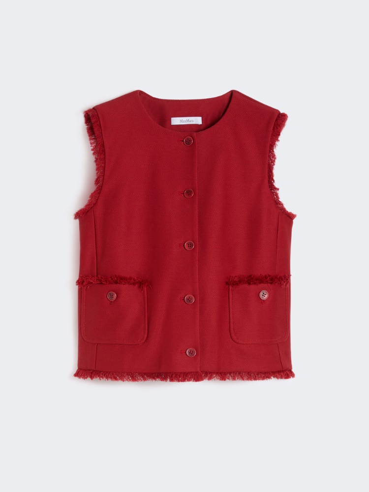 Cotton gabardine jersey gilet - RED - Max Mara