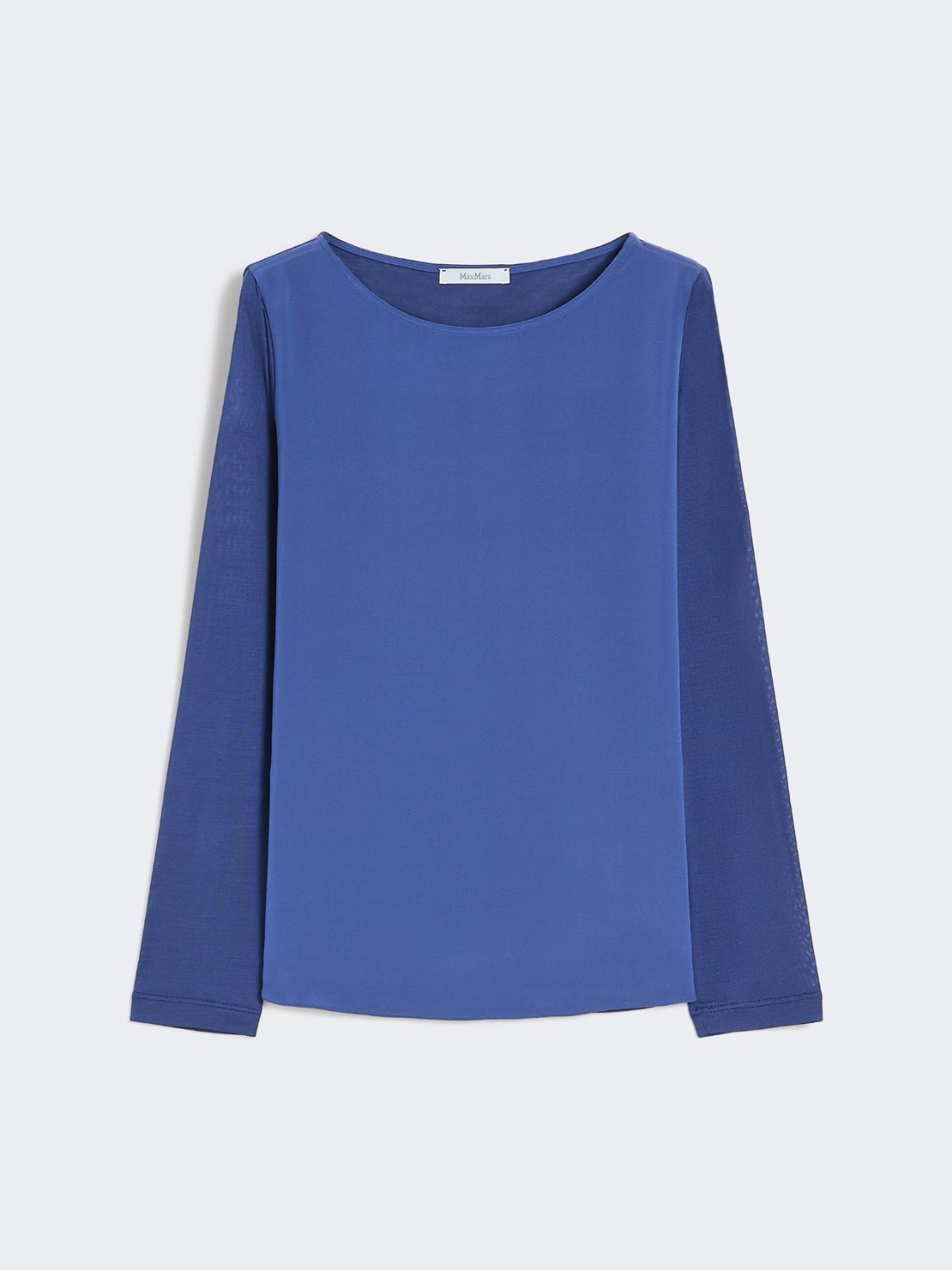 Silk crêpe de Chine and jersey T-shirt - CORNFLOWER BLUE - Max Mara - 5