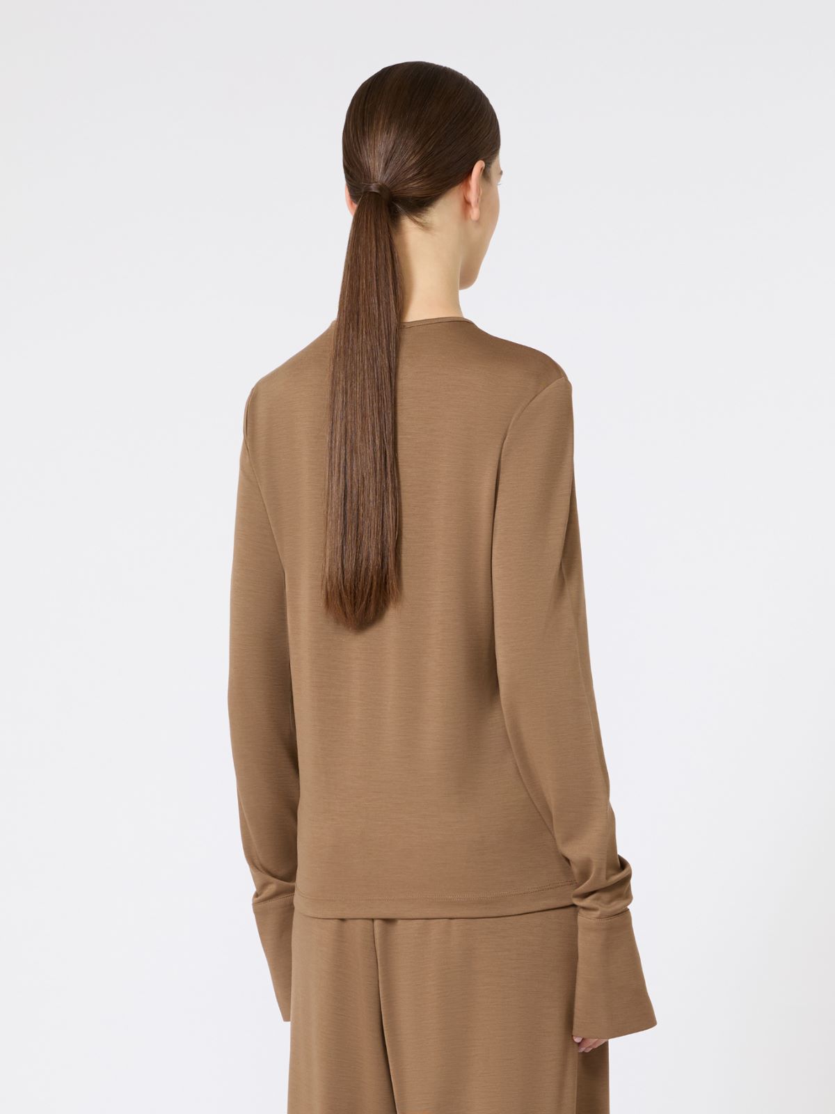 Wool jersey T-shirt - TOBACCO - Max Mara - 4