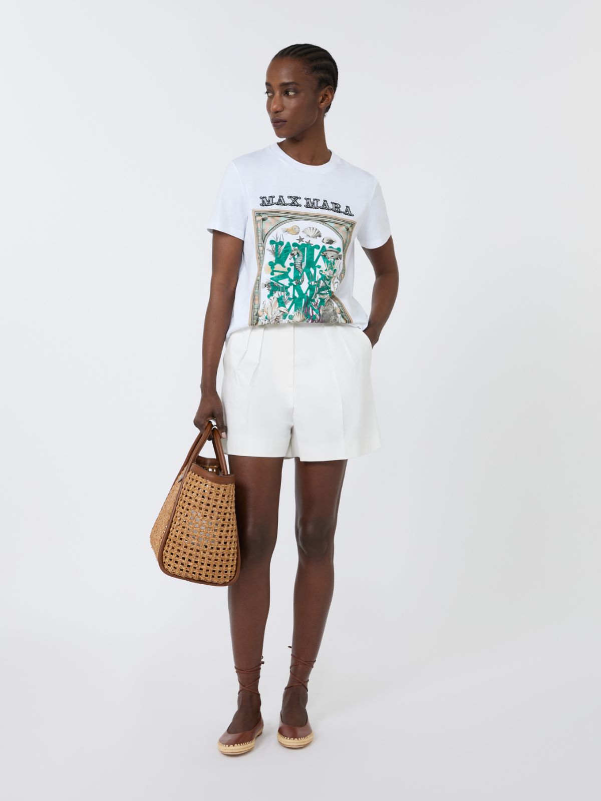 T-Shirt aus Baumwolljersey - WEISS - Max Mara