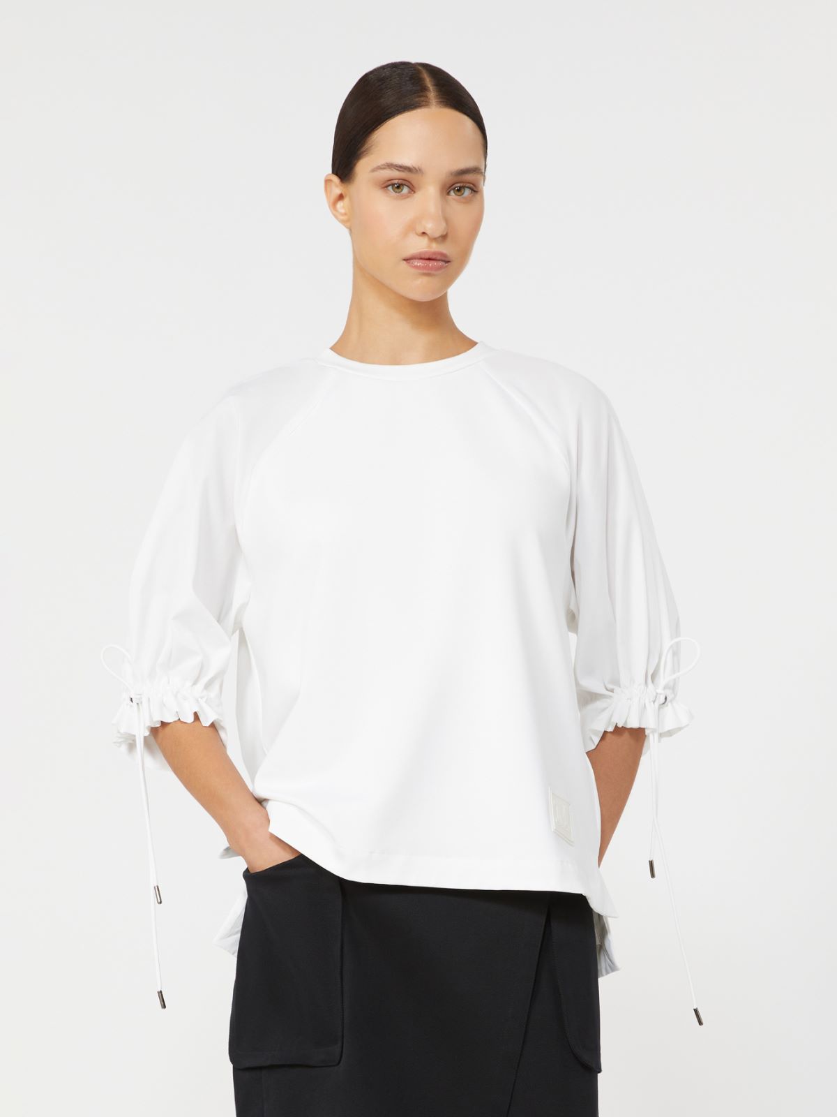 Cotton-blend jersey T-shirt - OPTICAL WHITE - Max Mara - 2