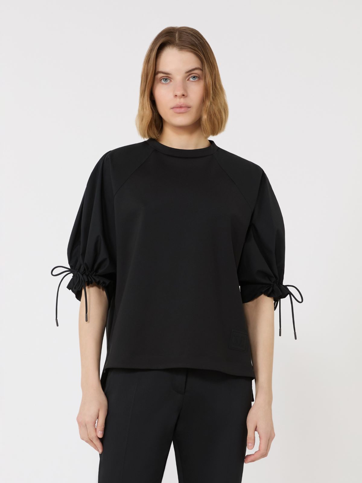 Cotton-blend jersey T-shirt - BLACK - Max Mara - 2