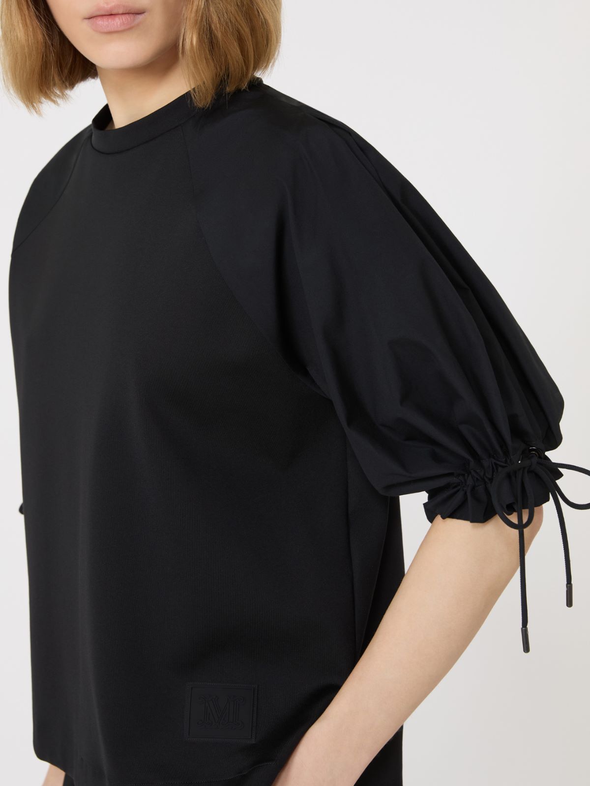 Cotton-blend jersey T-shirt - BLACK - Max Mara - 4