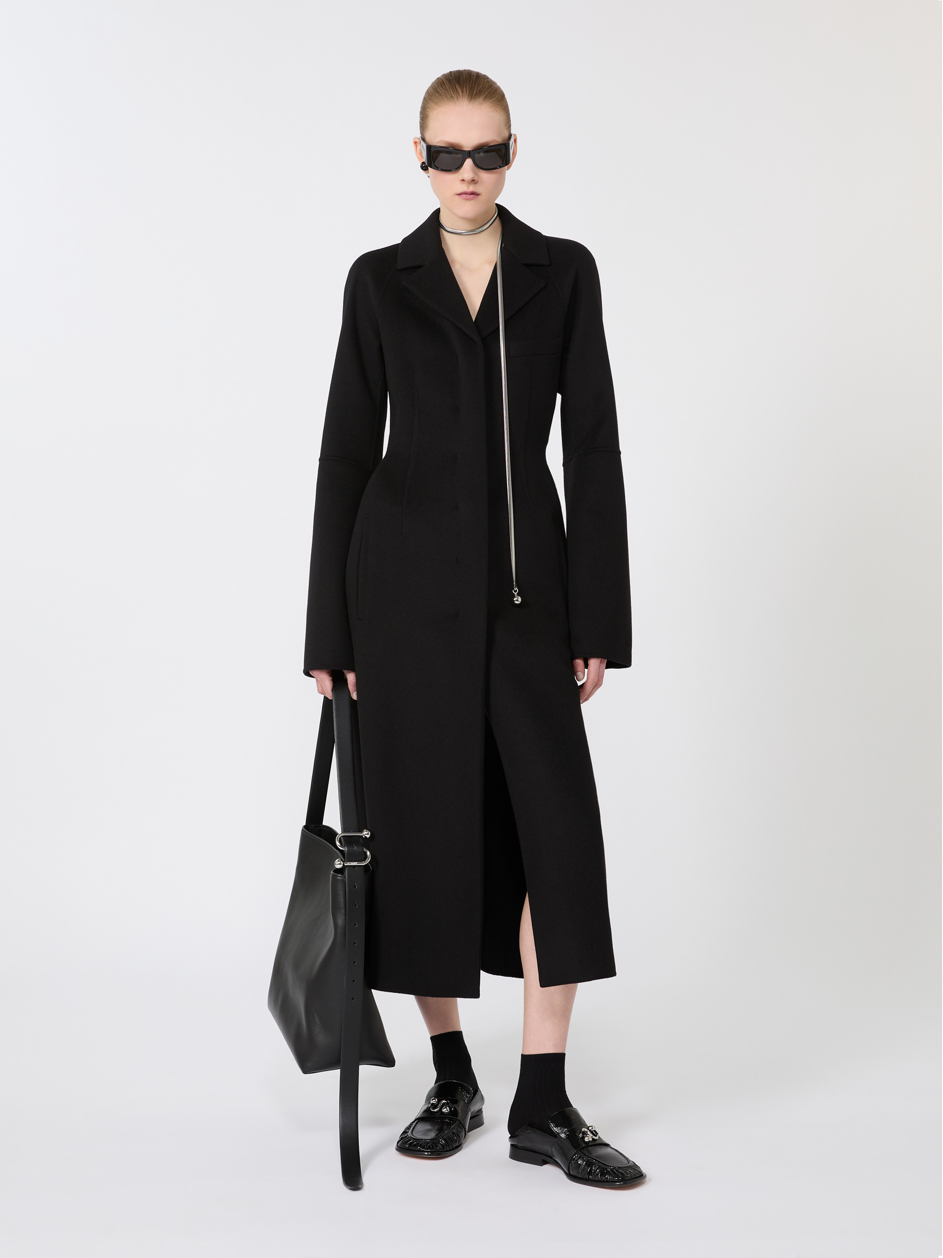 Manteau long ajusté en laine - NOIR - Max Mara