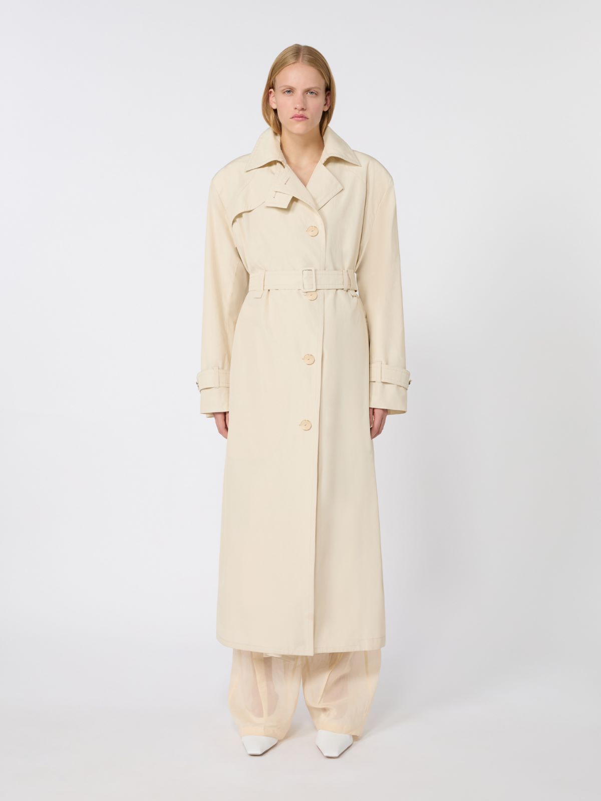 Trenchcoat aus wasserabweisender Baumwolle - VANILLE - 2