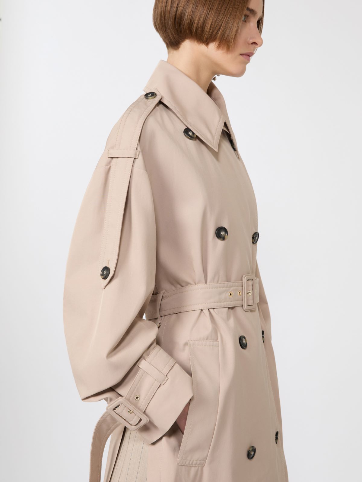 Trench lungo in twill antigoccia - BEIGE - Max Mara - 5