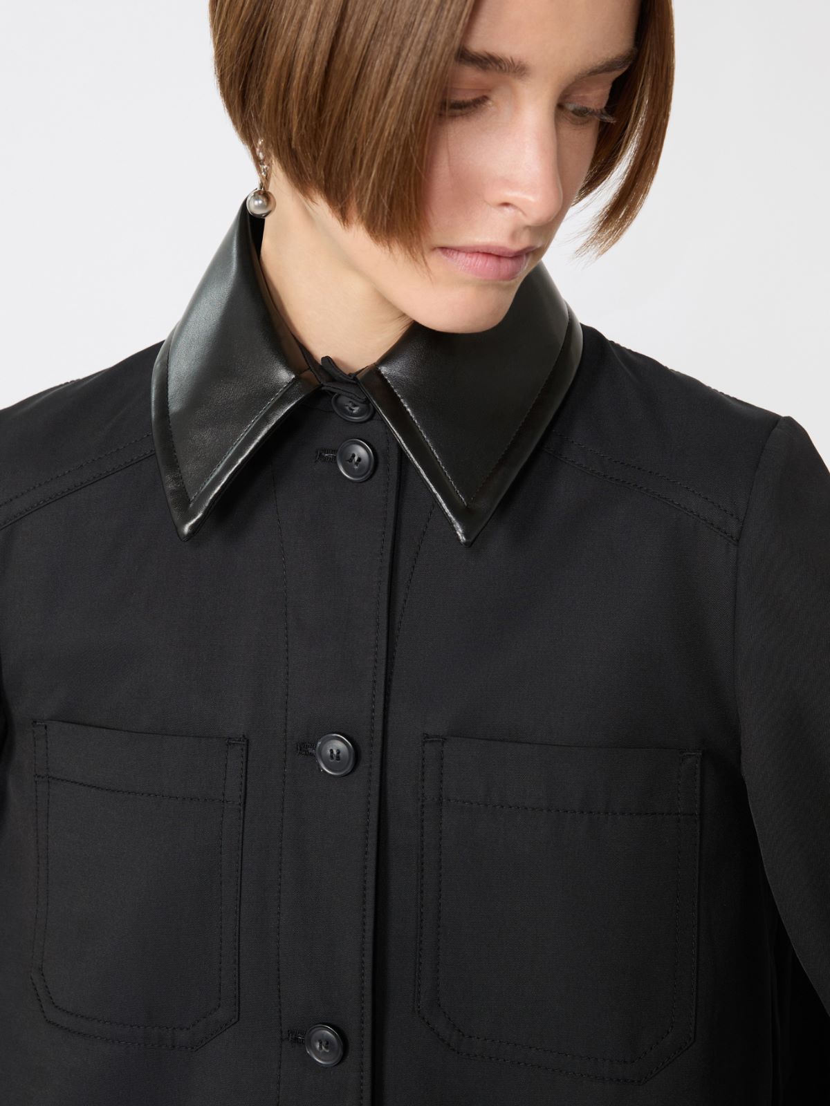 Sobrecamisa de algodón con plisado en la espalda - NEGRO - Max Mara - 5
