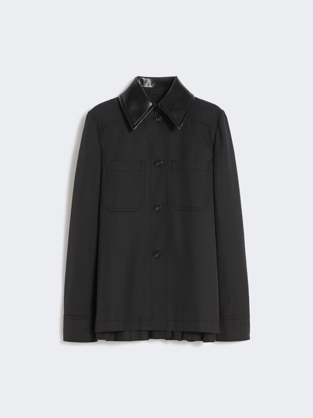 Cotton overshirt with a plissé-pleated back - BLACK - Max Mara - 10