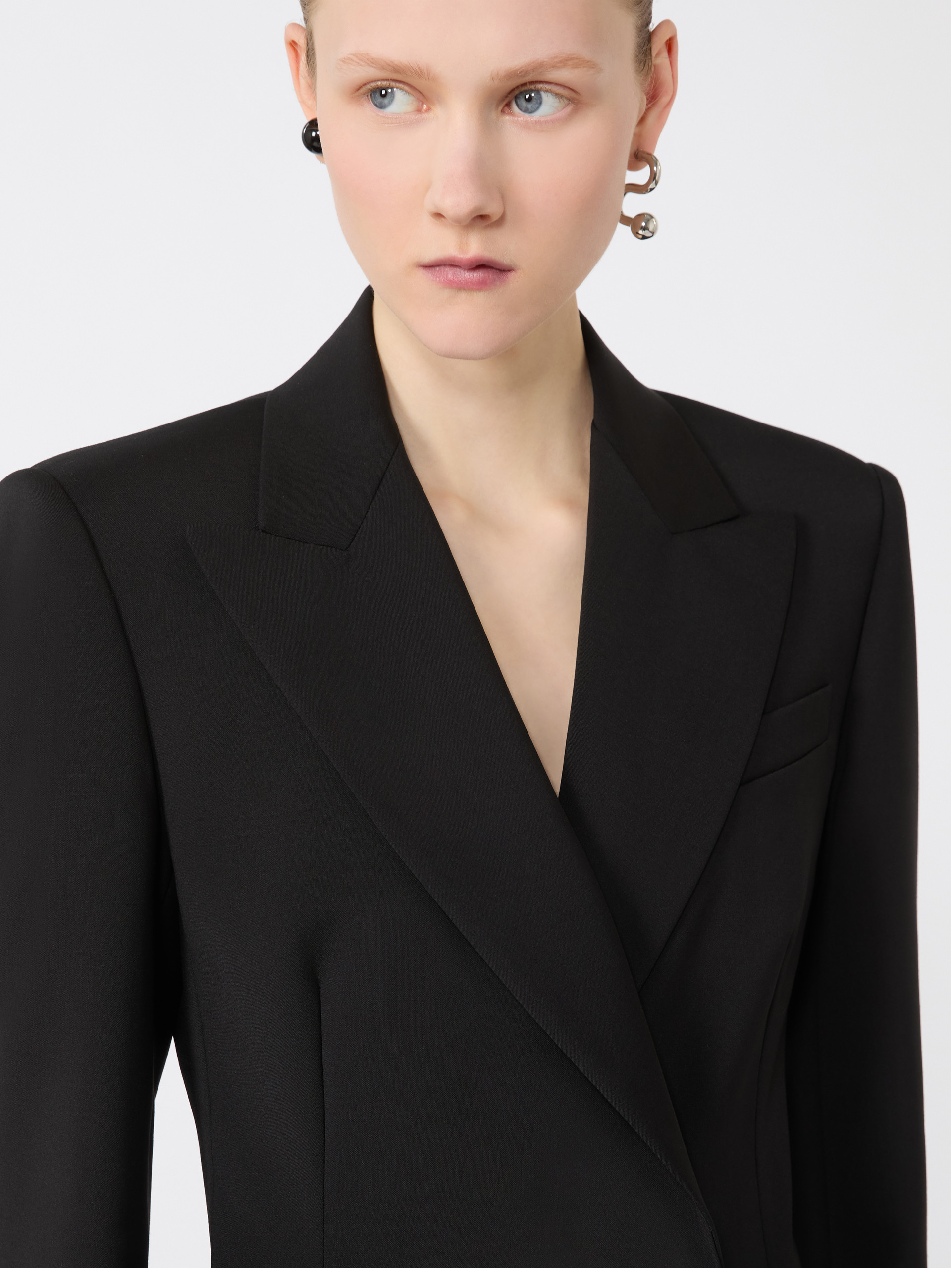 Natural stretch pure wool tailored blazer - BLACK - Max Mara - 4