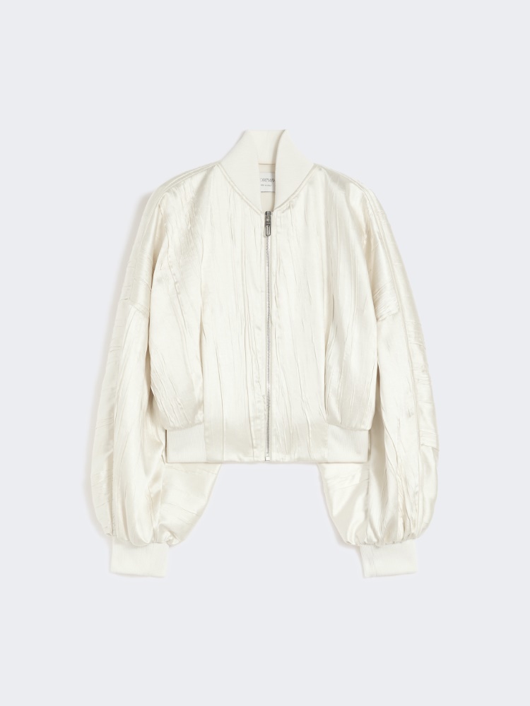 Bomber in raso plissettato - AVORIO - Max Mara