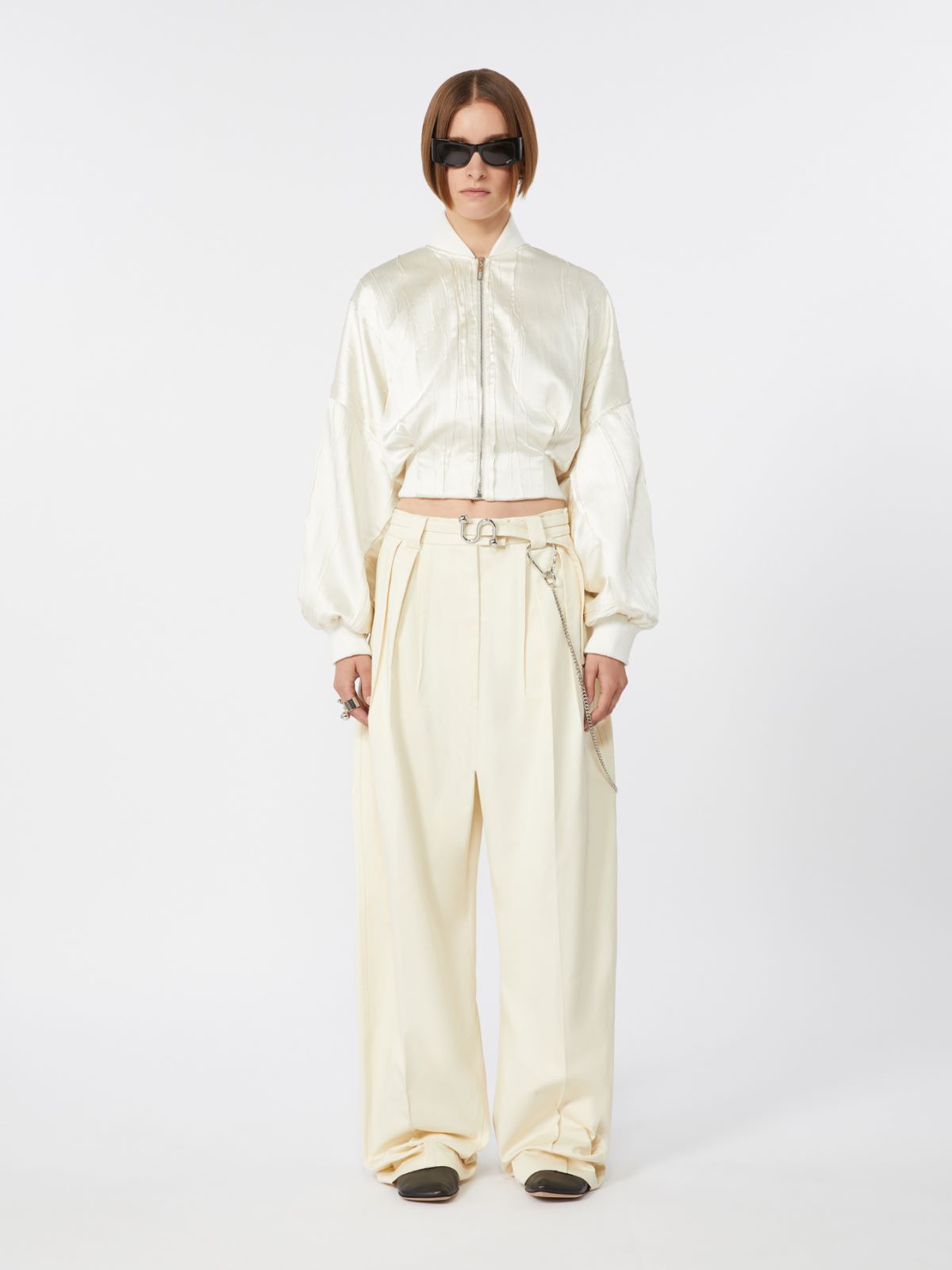 Bomber in raso plissettato - AVORIO - Max Mara