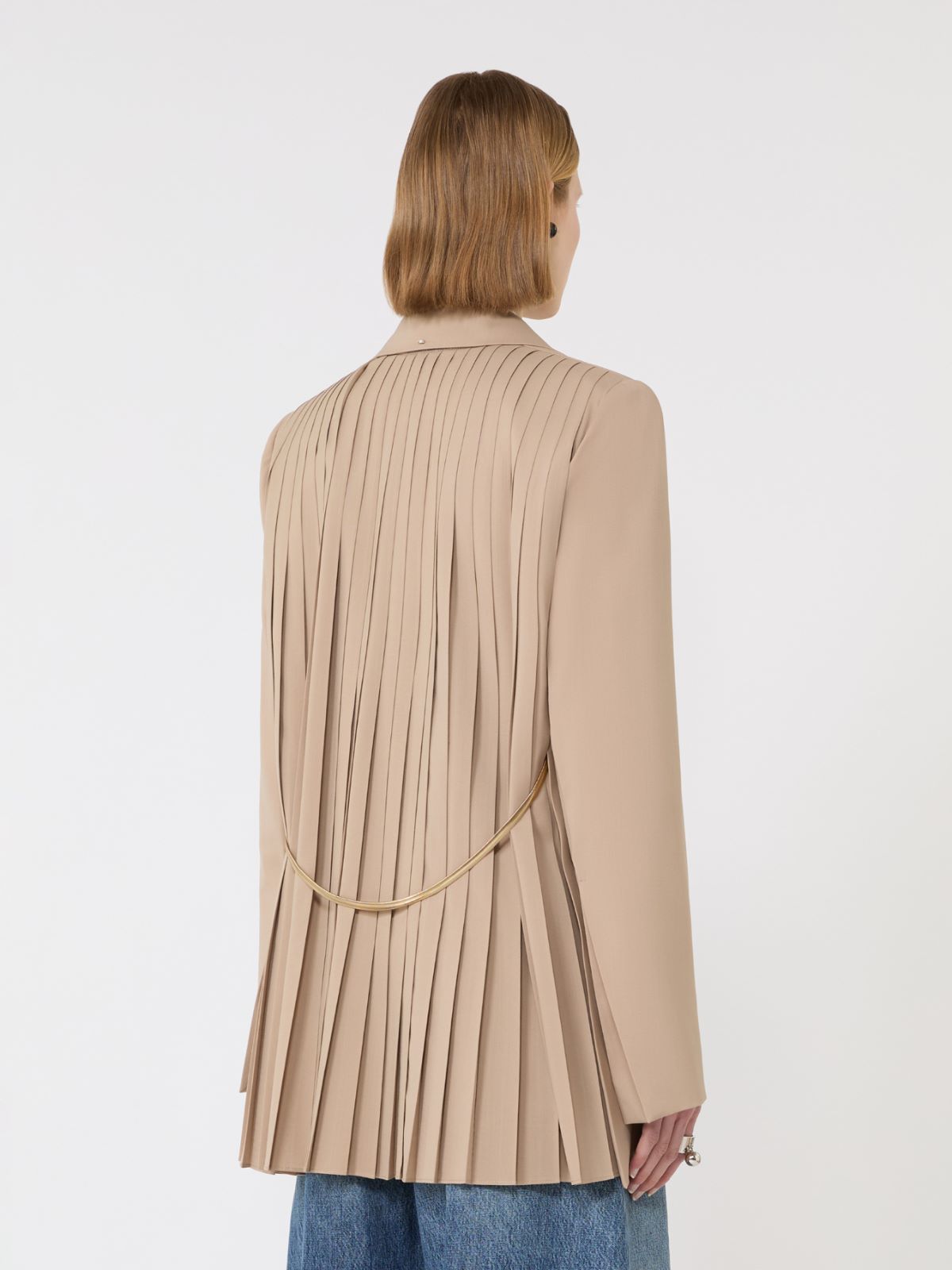 Tailored wool blazer with pleated back - BEIGE - Max Mara - 3