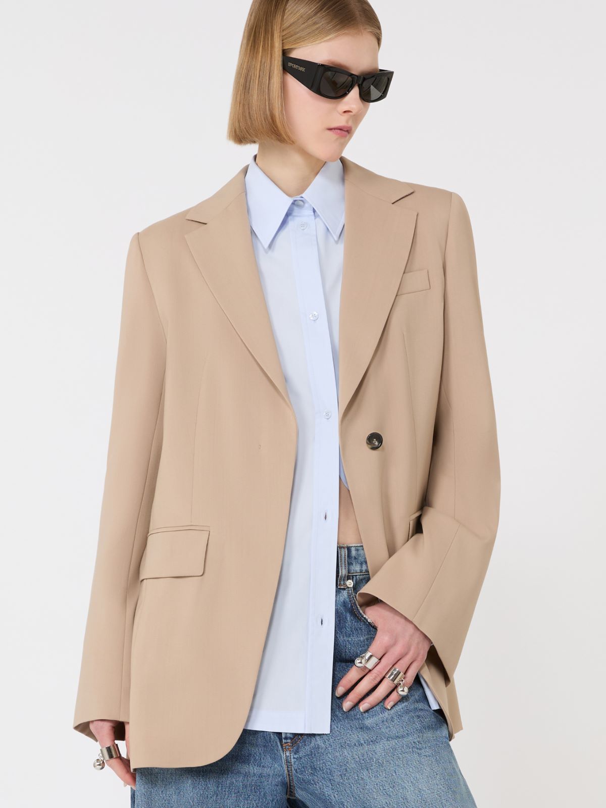 Tailored wool blazer with pleated back - BEIGE - Max Mara - 4