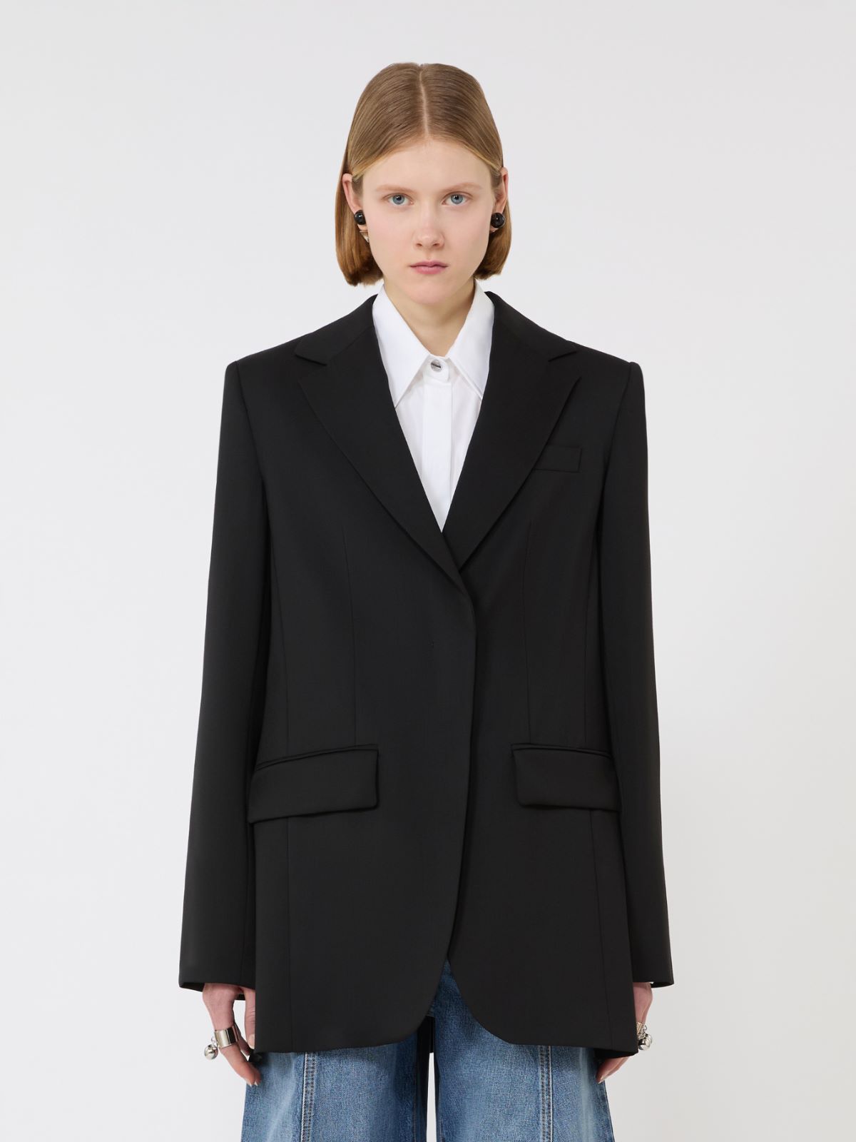 Blazer sartoriale in lana con retro in plissé - NERO - Max Mara - 2